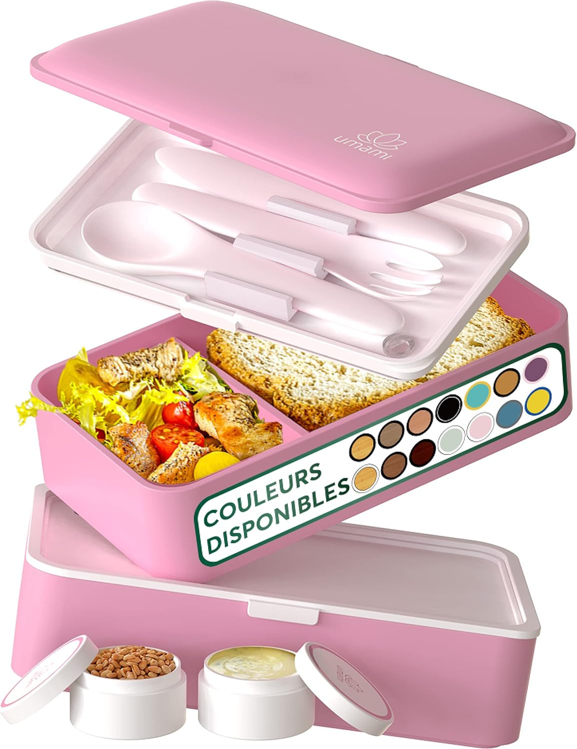 Umami Lunchbox 1,2 l, 10,4 × 18,2 × 10,6 cm, Polypropylen (PP), rosa, leckdicht