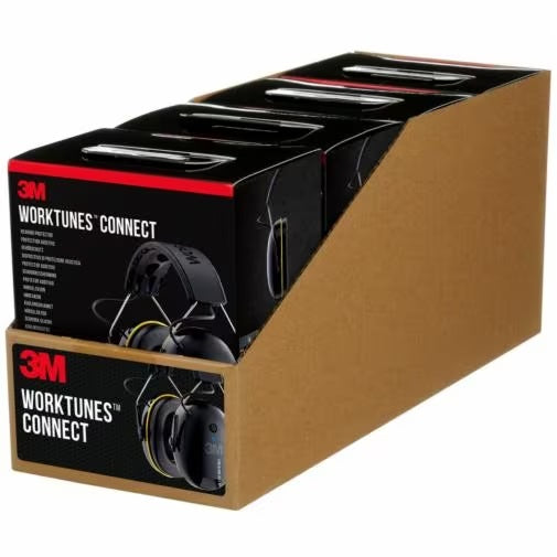 3M WorkTunes Connect Kapselgehörschutz – Bluetooth, mit Mikrofon, 31 dB, Kopfbügel, Schwarz