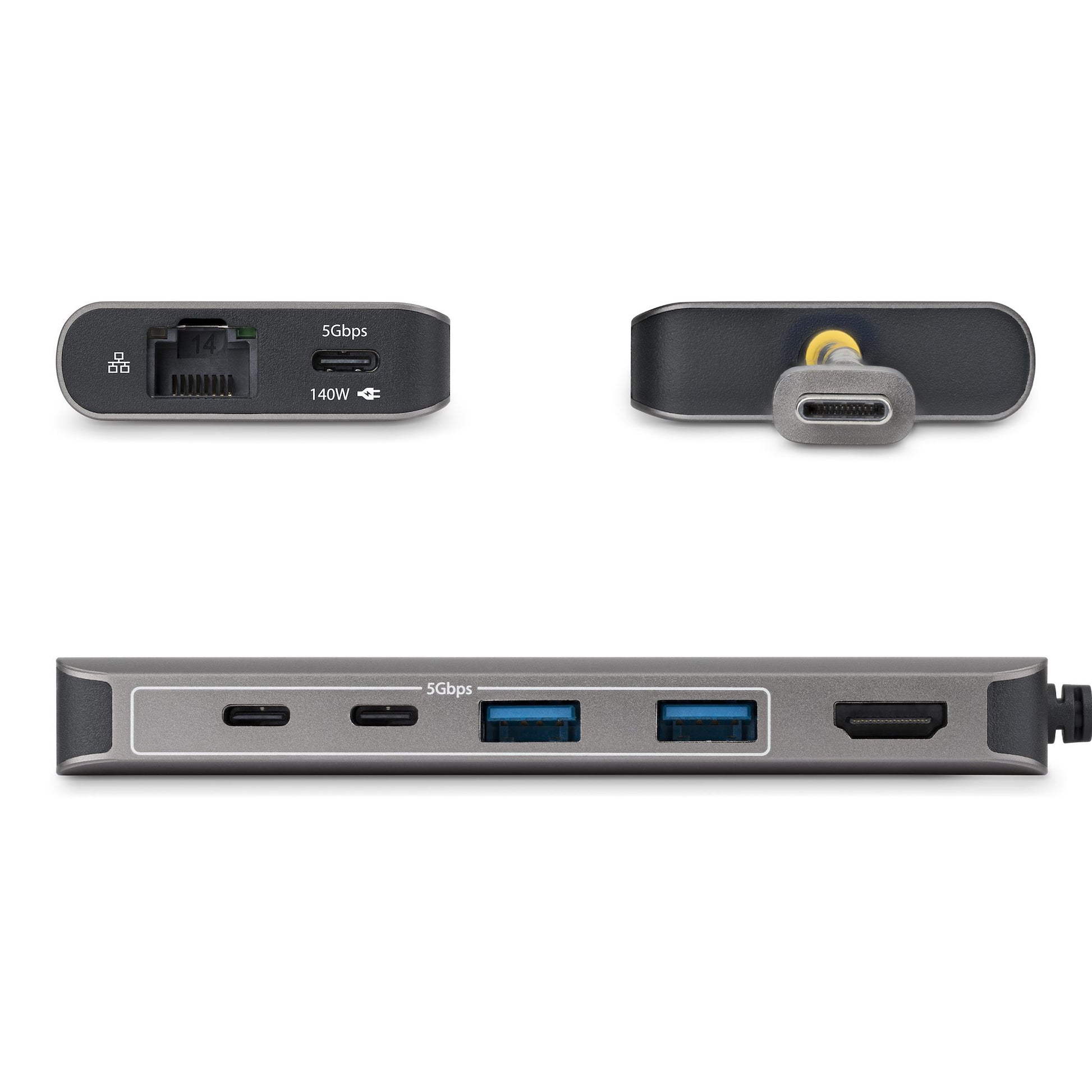 StarTech.com 315B-USBC-MULTIPORT Multiport-Adapter – USB-C, 1× HDMI, 2× USB-A, 140 W PD, GbE, für Windows/Mac