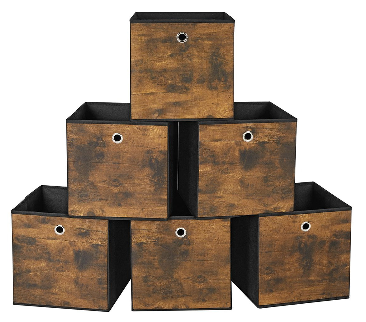 Songmics Aufbewahrungsbox quadratisch – Textil – schwarz – 6-teiliges Set – 300 × 300 × 300 mm