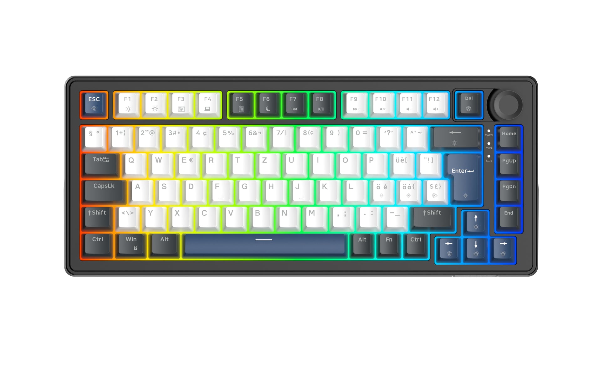 Deltaco Gaming DK480 – Gaming-Tastatur 75% – Mechanisch – Kabelgebunden (USB-C) – QWERTZ (CH) – RGB, Hot-Swap