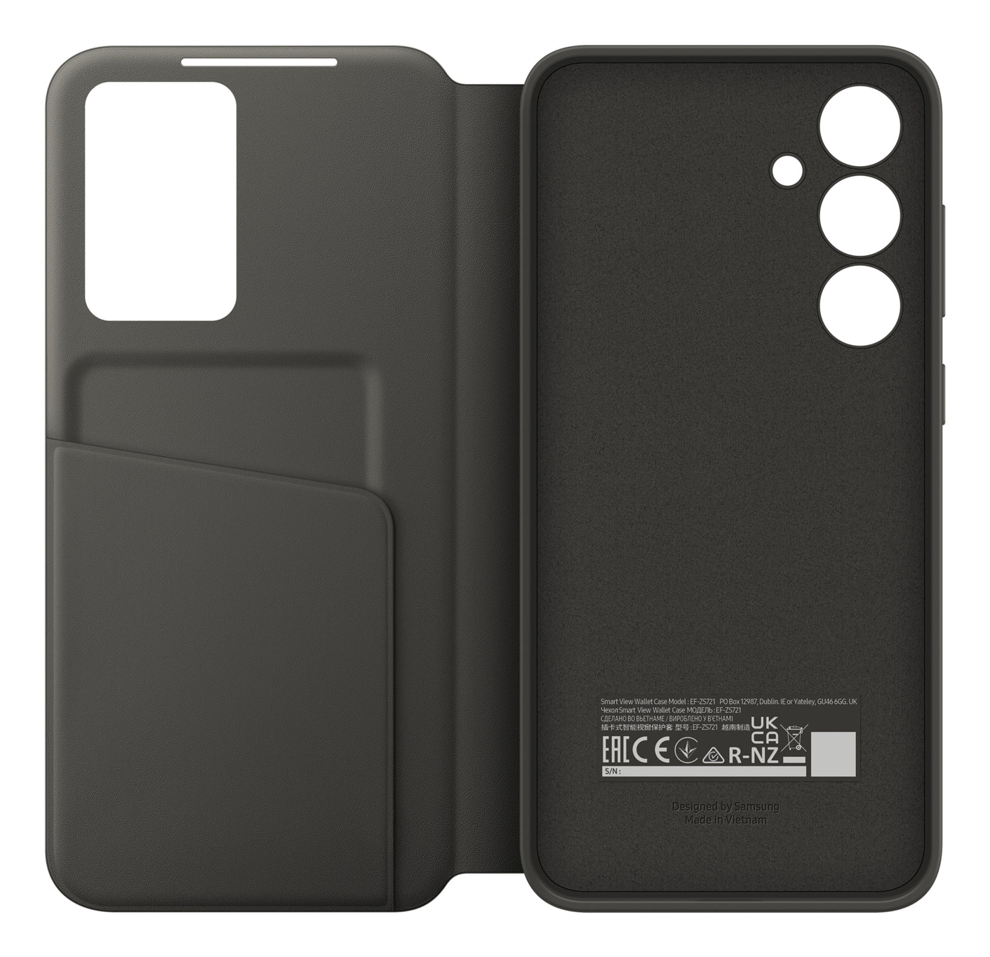 Samsung Smart View Wallet Case EF-ZS721 Wallethülle – für Samsung Galaxy S24 FE, Recycling-Kunststoff, Schwarz