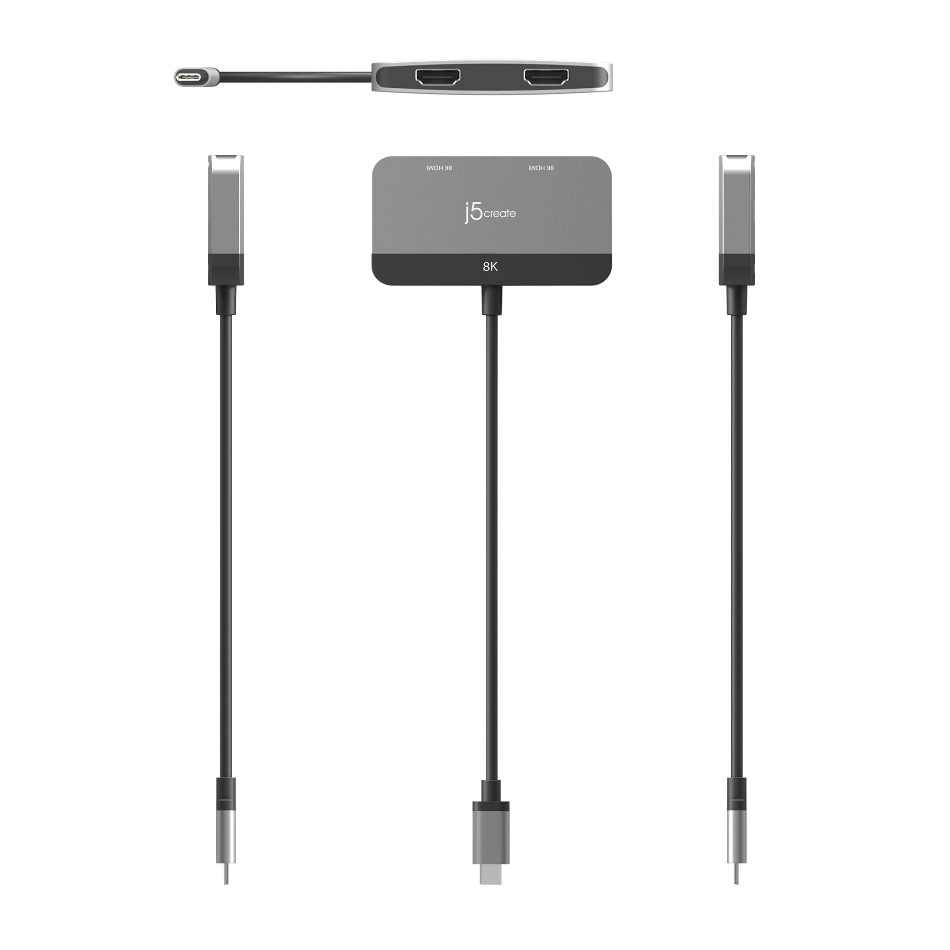 j5create JCA465-N Adapter USB-C zu 2× HDMI – 8K @ 60 Hz oder 2×4K @ 60 Hz, für USB-C mit DP Alt Mode