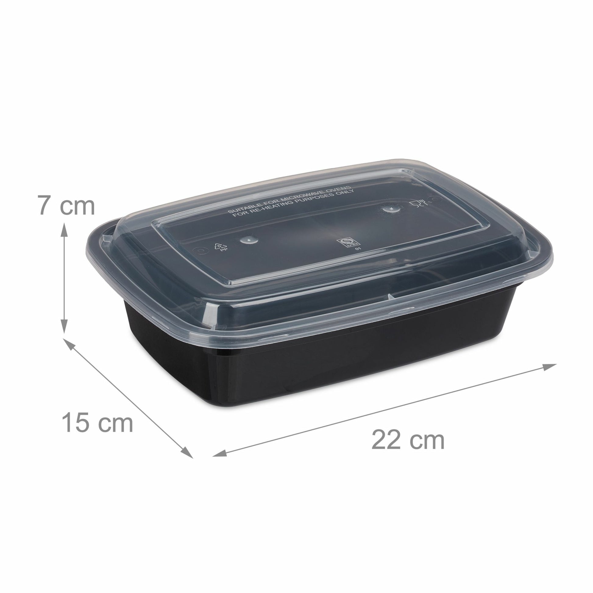 Relaxdays Take-away-Box, PP – 1'000 ml – 22 × 15 cm, schwarz – 1 Stk.