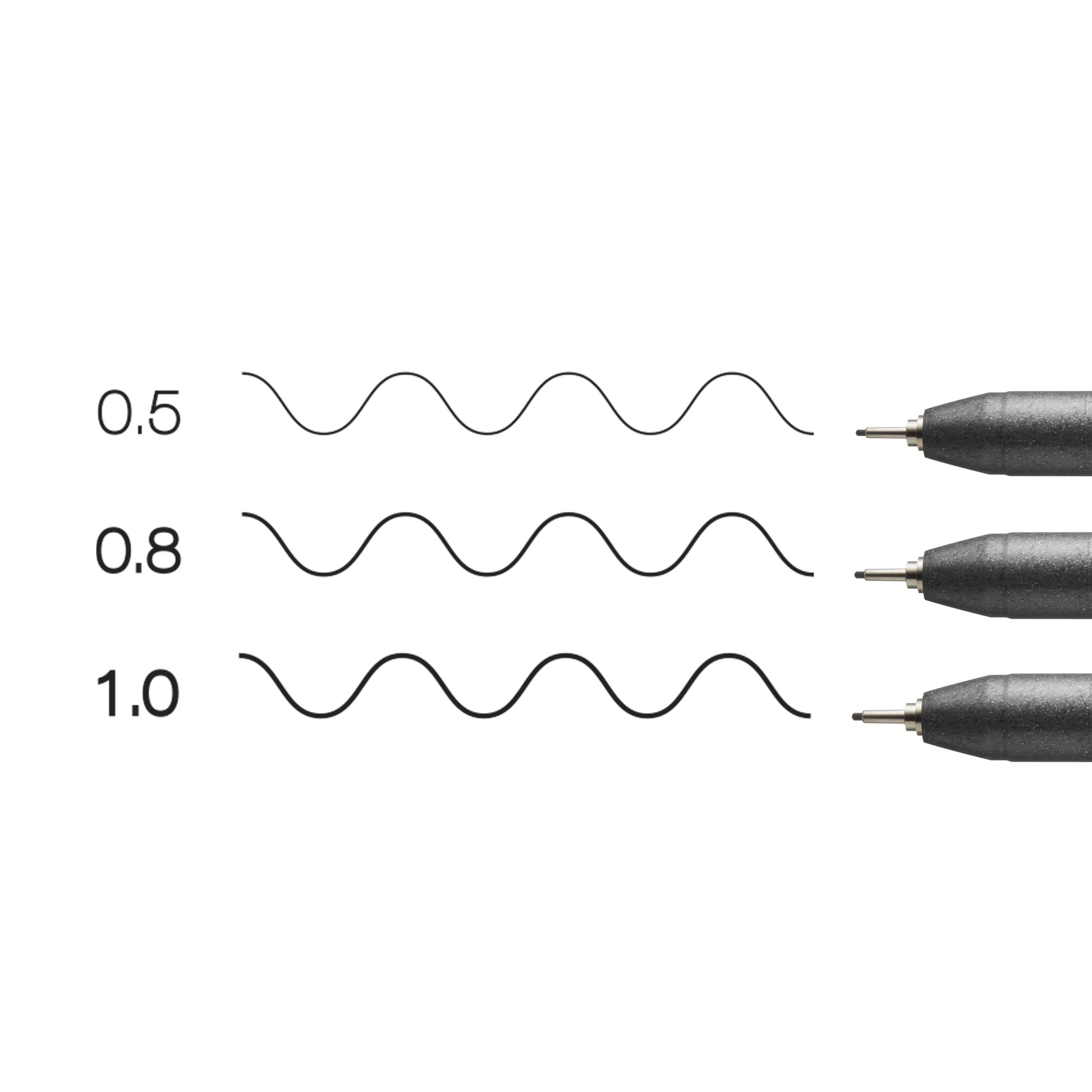 Copic Multiliner Fineliner – 3 Stk., 0,5–1,0 mm, schwarz, wasserfest