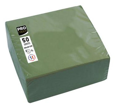 PRONAPPE Cocktail-Servietten, 20 × 20 cm, Olivgrün – FSC – 50 Stk.