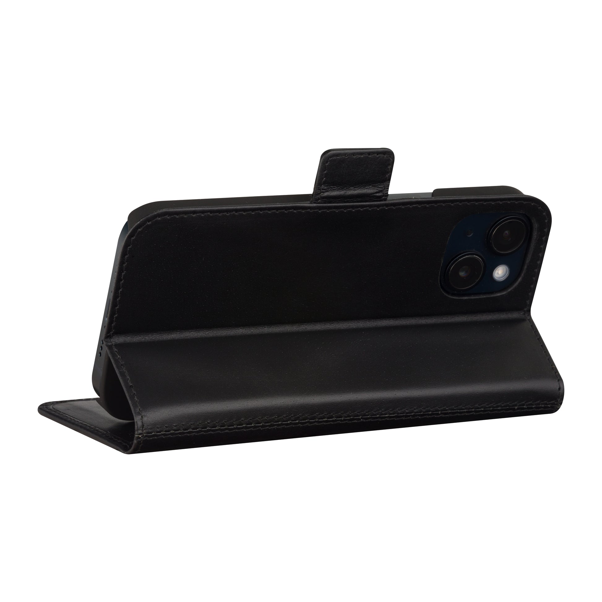 dbramante1928 Copenhagen Wallethülle – für Apple iPhone 15 Plus, mit Ständer, 3 Kartenfächer, Leder, schwarz