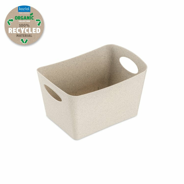 Koziol BOXXX S Aufbewahrungsbox 1 l – Recycelbarer Kunststoff – Beige – mit Griff – 187 × 108 × 128 mm