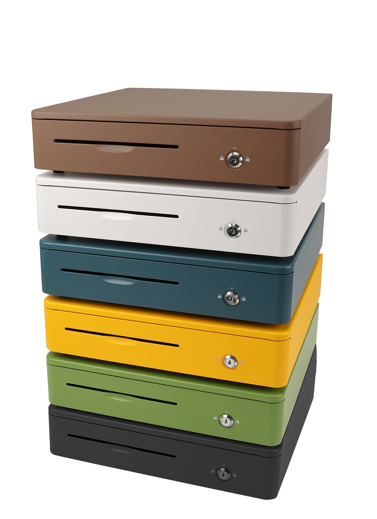 Olympia MD 405 – Kassenschublade, 4 Scheine/8 Münzen, RJ‑11/RJ‑12, 405 × 400 × 102 mm, Gelb