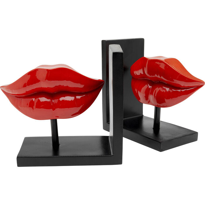 KARE Lips Buchstütze – Polyresin – Rot – 345 × 165 × 90 mm – 2 Stück