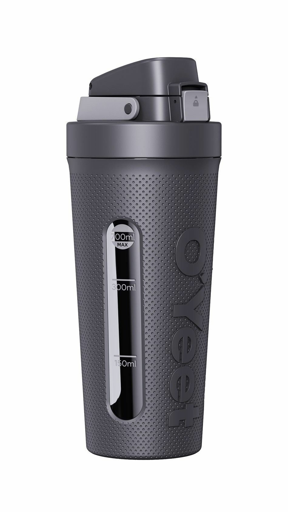 OYeet S2 Shaker 700 ml – auslaufsicher, Kunststoff, Druckknopfdeckel, grau