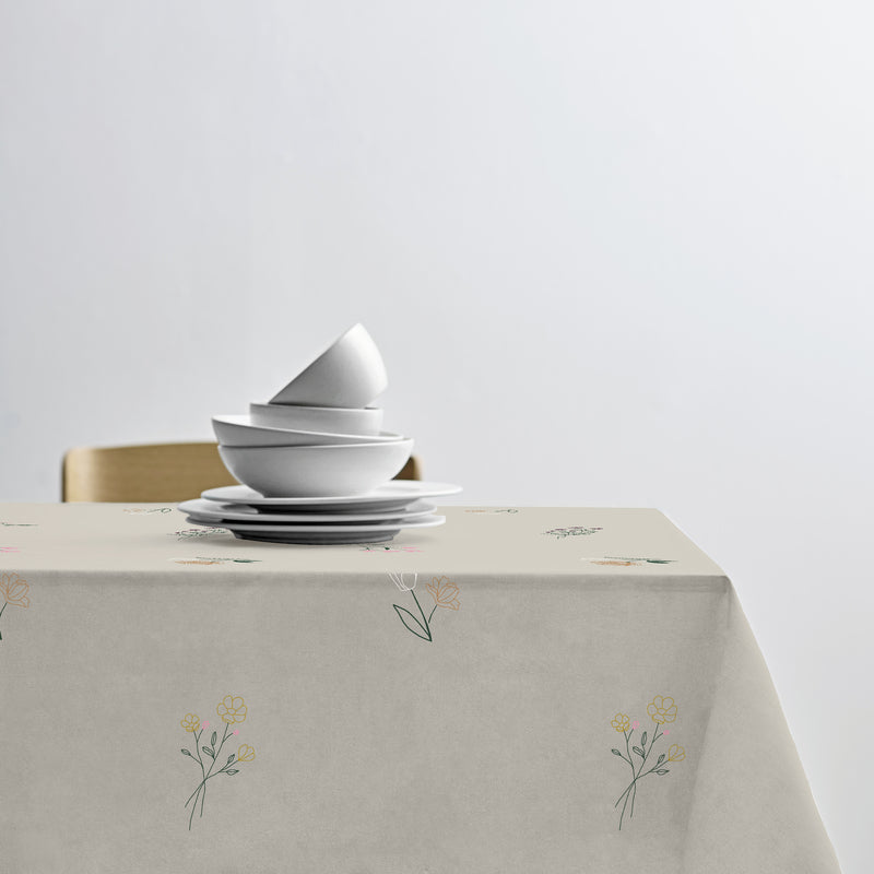 Södahl Tischdecke – 140×220 cm, Polyester, Beige, Blume