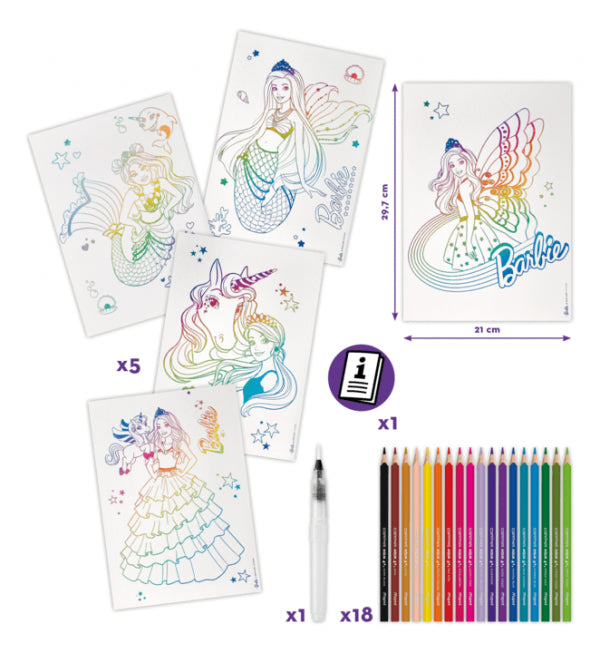 Maped Creativ – Aquarell-Set AQUA ART Barbie (Dreamtopia) – 29,7 × 21 cm – 25-teilig – ab 6 Jahren
