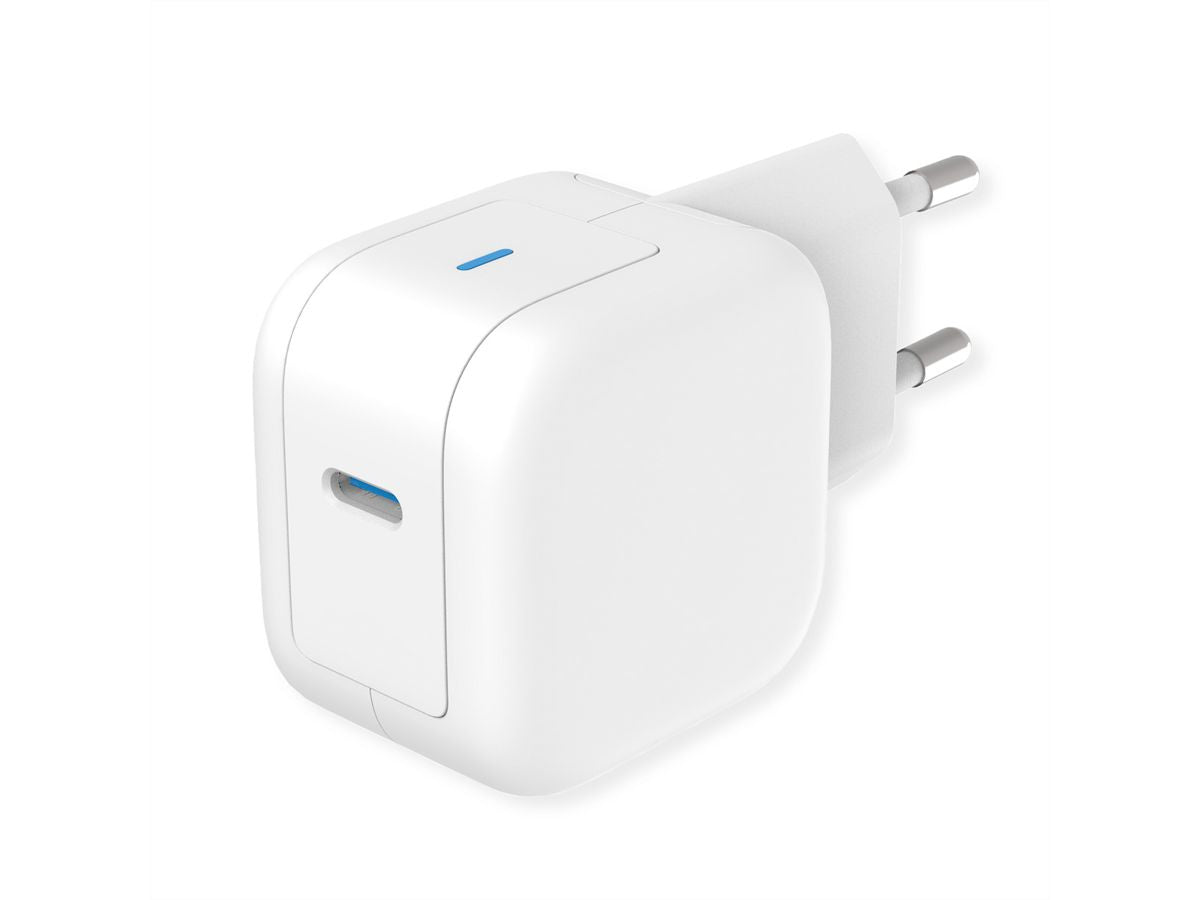 ROLINE USB-Ladegerät 20 W – USB-C×1 – GaN, EU-Stecker (Typ C), Weiss