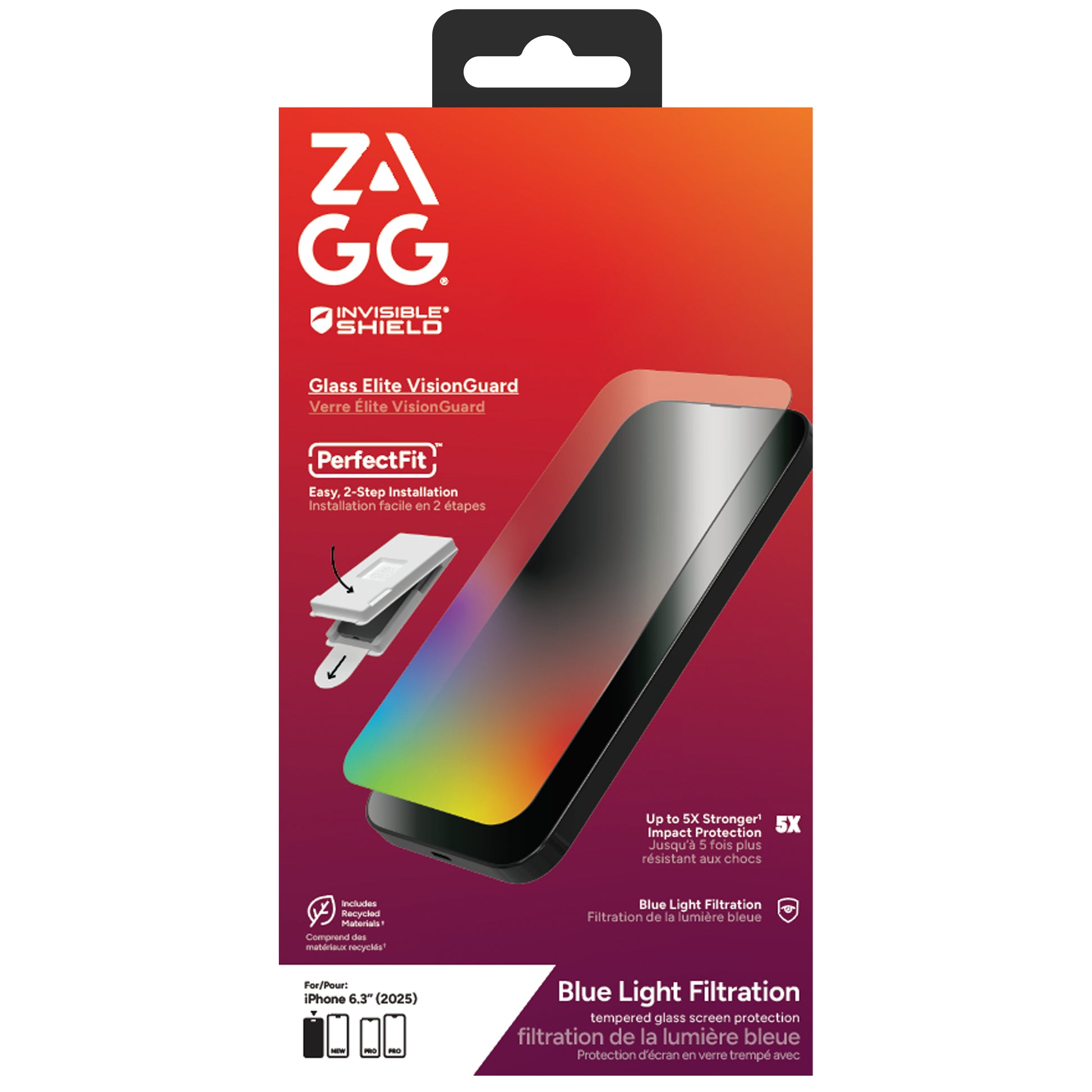 ZAGG Displayschutz (Panzerglas), Blaulichtfilter – für iPhone 17 – mit Applikator
