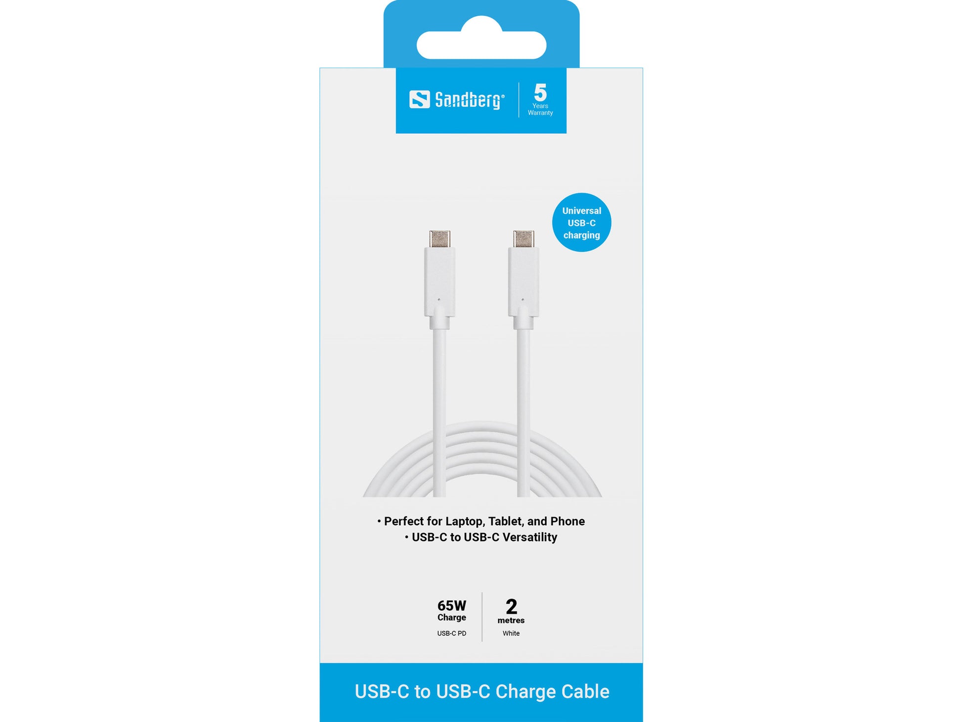 Sandberg USB-C Ladekabel – 2 m, 60 W