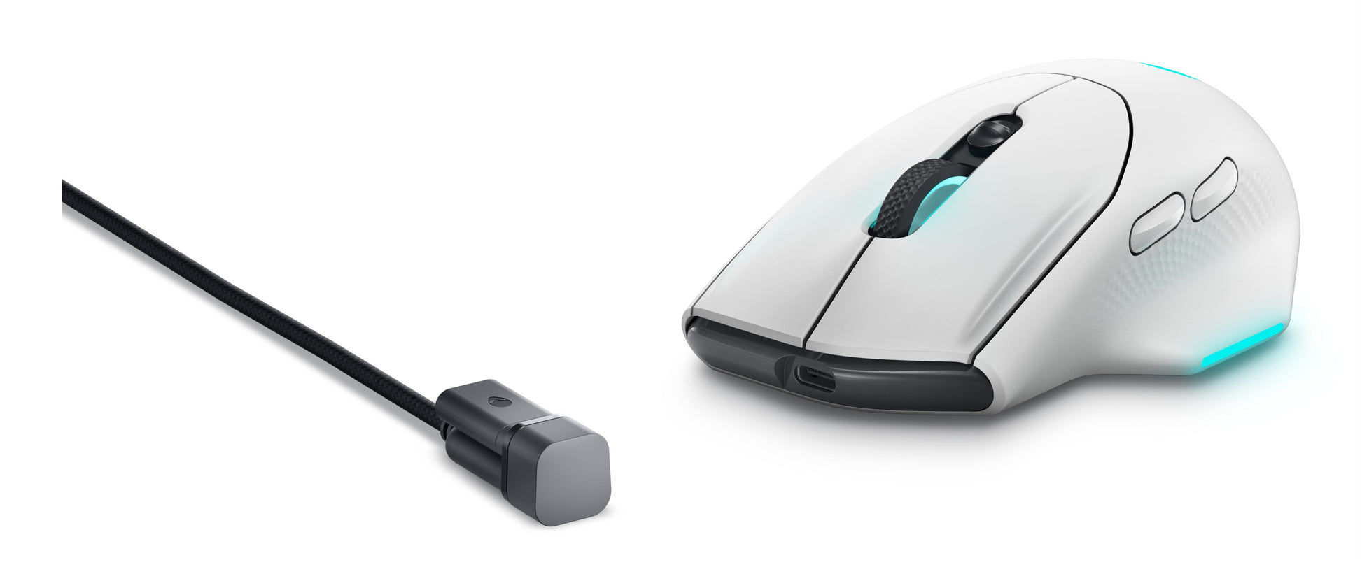 Alienware AW620M – Gaming-Maus – Kabellos (2,4 GHz), 26000 DPI, RGB-Beleuchtung, rechts, Weiss