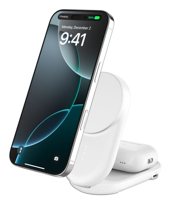 Belkin ULTRACHARGE Ladestation – 25 W, Qi2, magnetisch, klappbar, 2-in-1 – für Qi2-kompatible Geräte