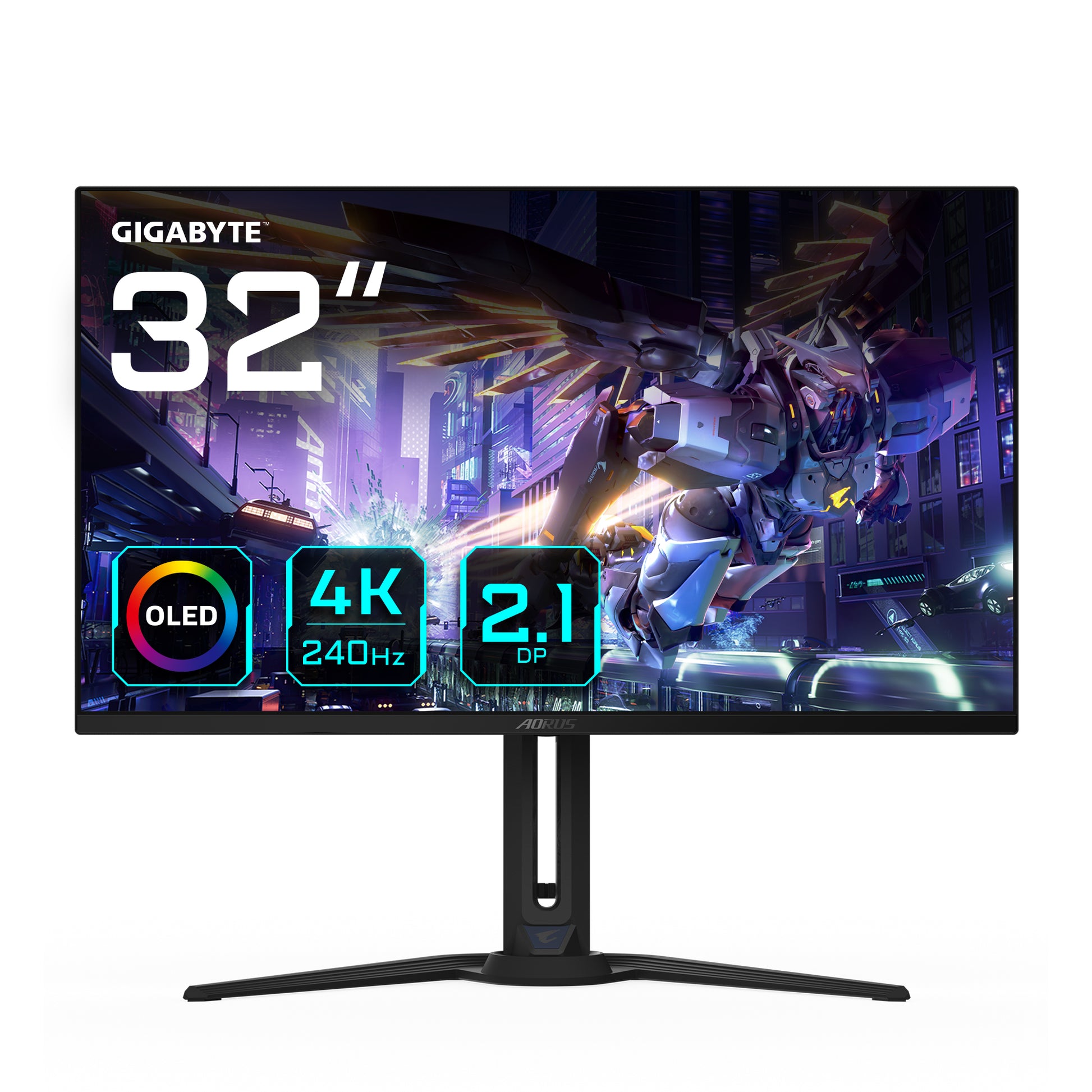 GIGABYTE AORUS FO32U2P – Monitor, 31,5", 250 cd/m², USB-C, Integrierte Lautsprecher, VESA 100 × 100, Schwarz