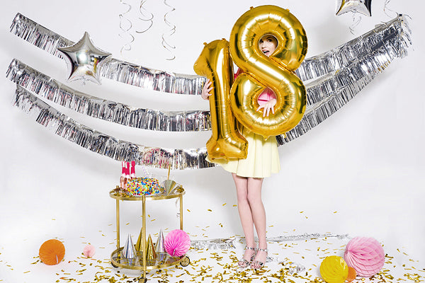 PartyDeco Folienballon Zahl 8 – Gold – 86 cm – 1 Stk