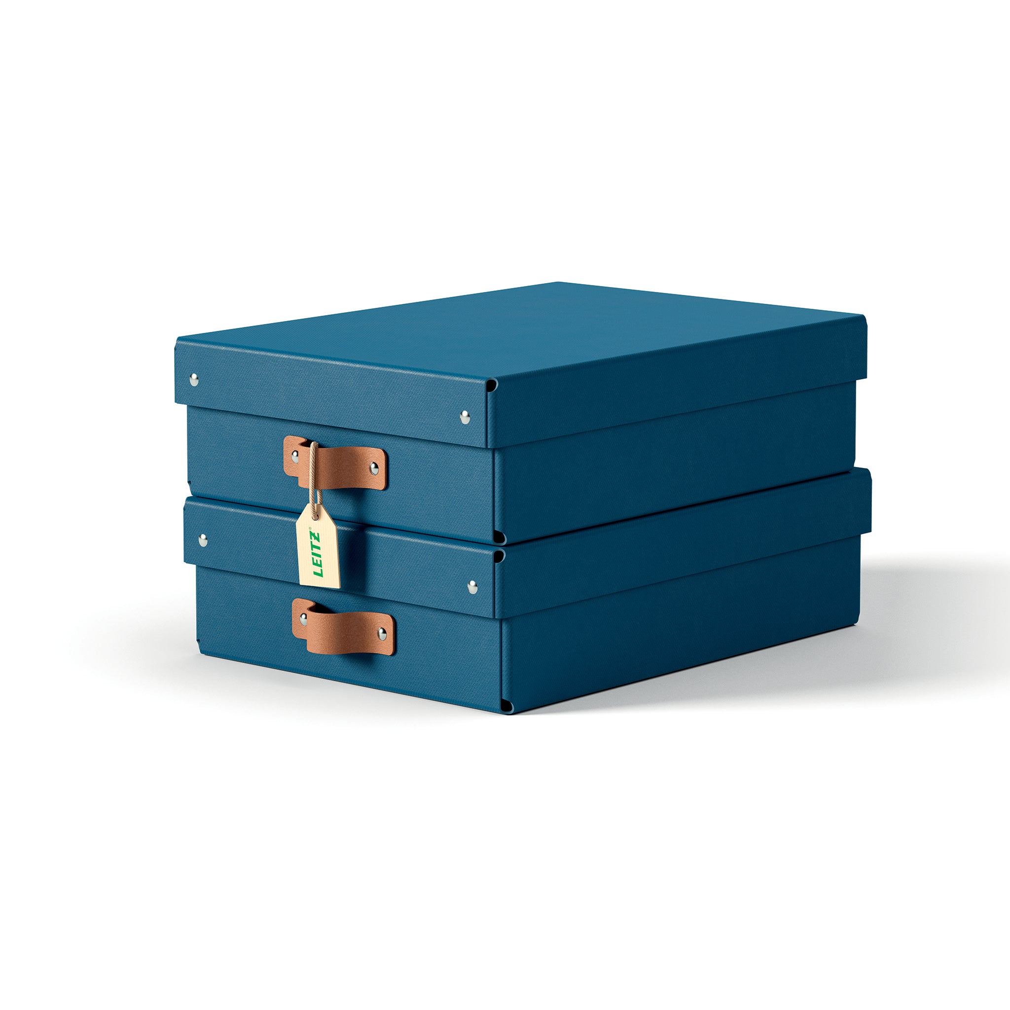 Leitz Aufbewahrungsbox 8 L – mit Klappdeckel, 355 × 100 × 260 mm, Nachtblau, Karton, 2er Pack