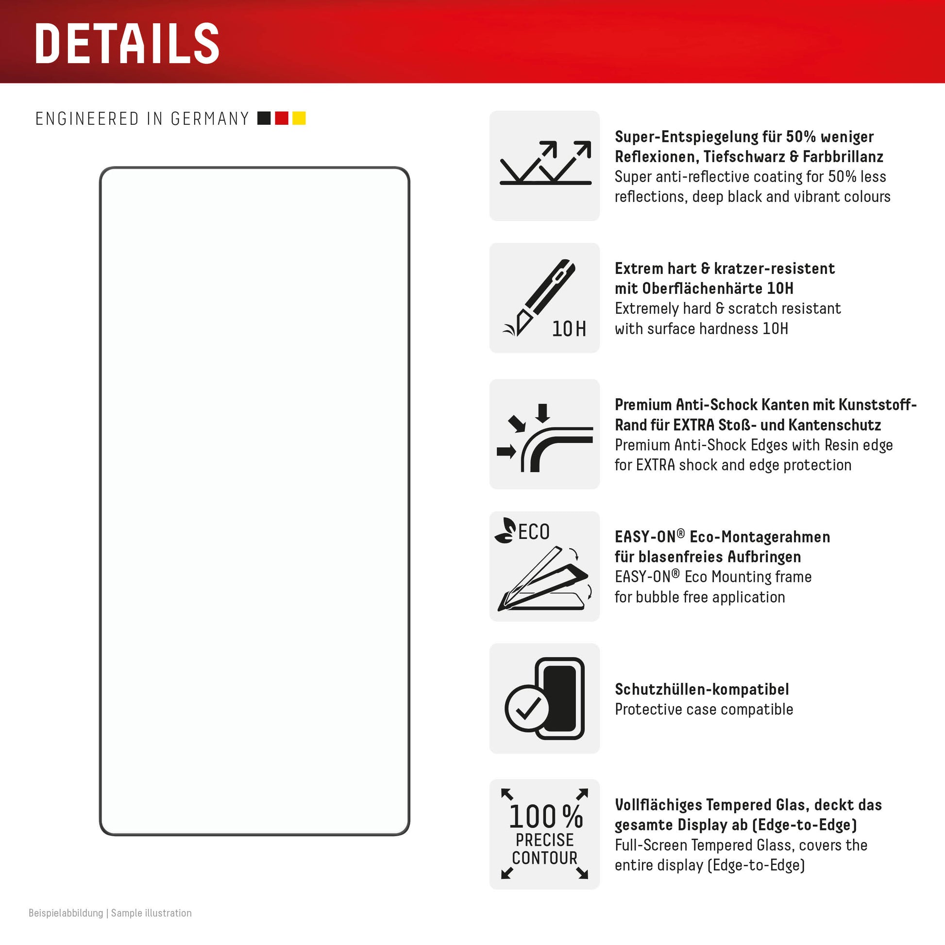 Displex Displayschutz (Panzerglas), Full Cover – für Galaxy S25 Ultra – mit Applikator