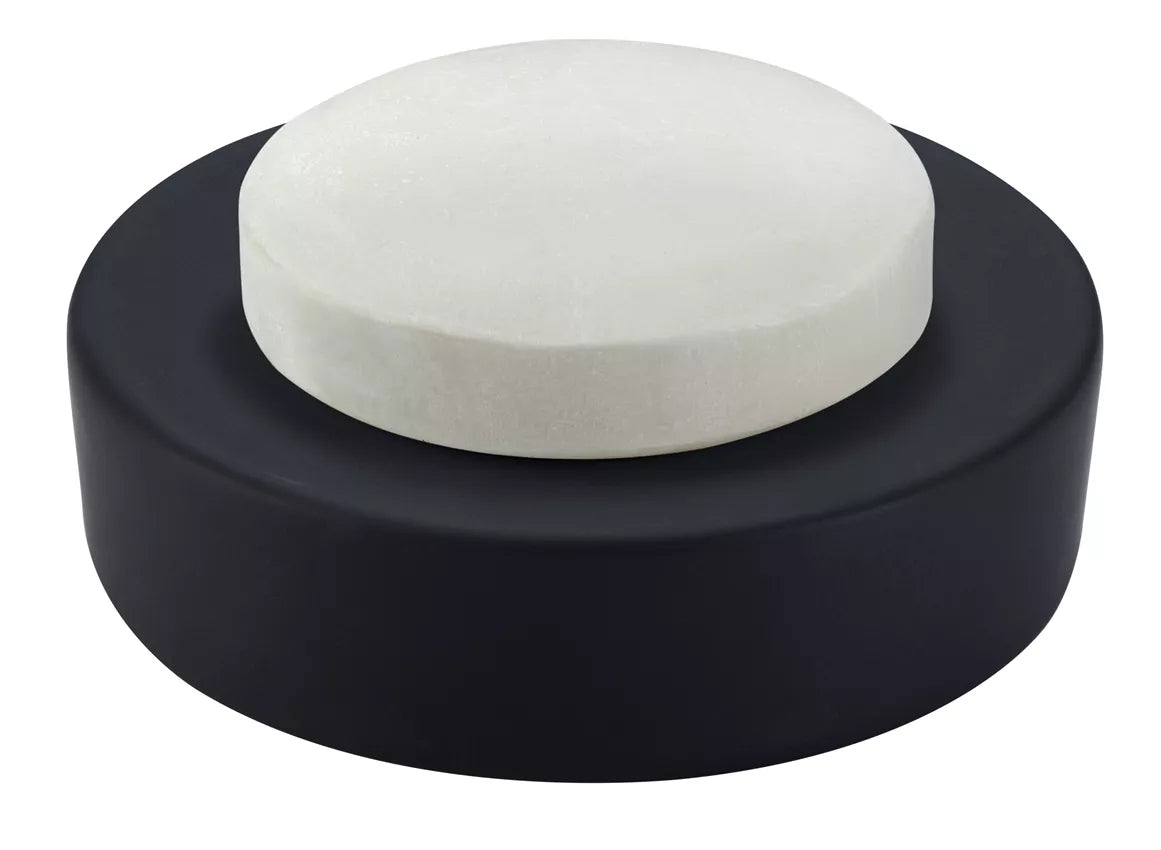 Diaqua Seifenschale Zylo – Keramik, Metall, Ø11,5×3 cm, Schwarz (rund)