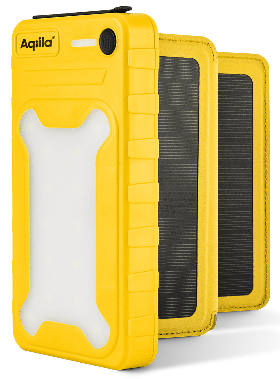 Aqiila Powerbird BS10 Solar Powerbank 10'000 mAh – 20 W PD, 1× USB-C, 1× USB-A, gelb