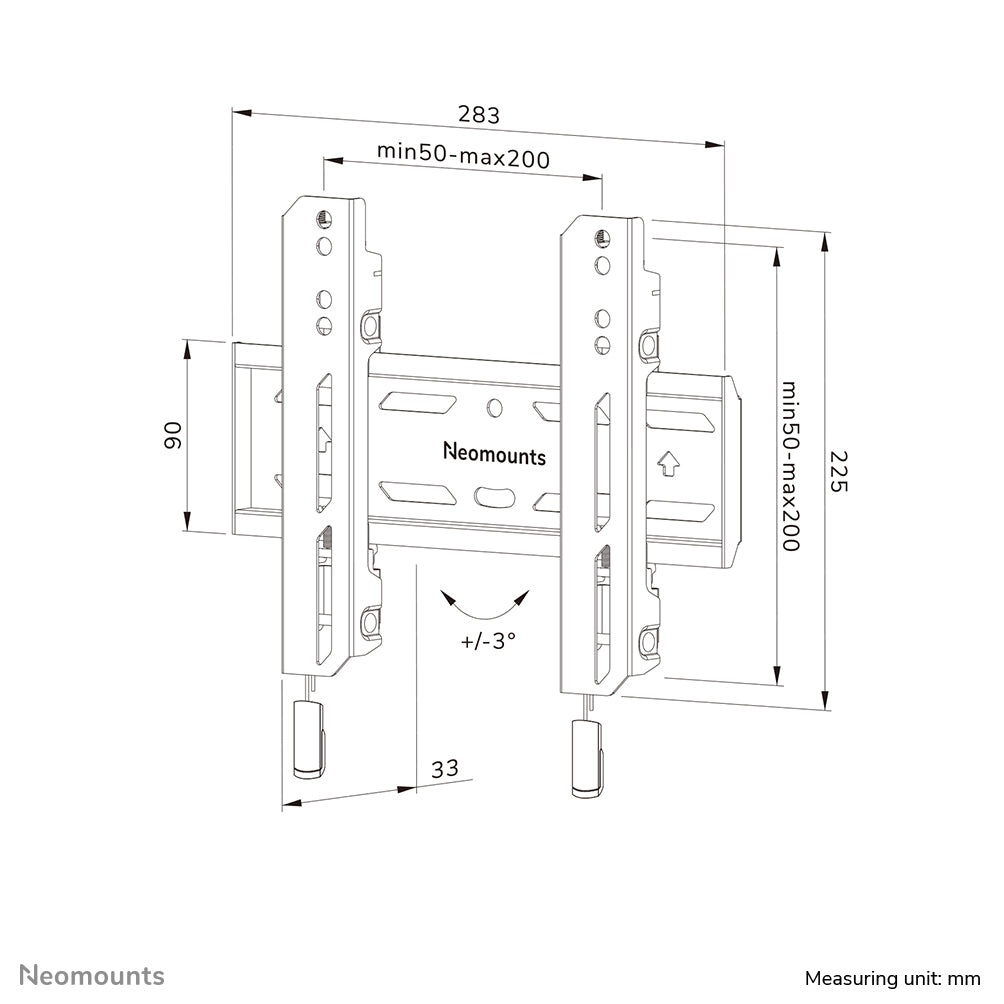 Neomounts Wandhalterung – Fix – 24–65" – VESA 50×50–200×200 – bis 40 kg, Höhenverstellbar – WL30S-850BL12