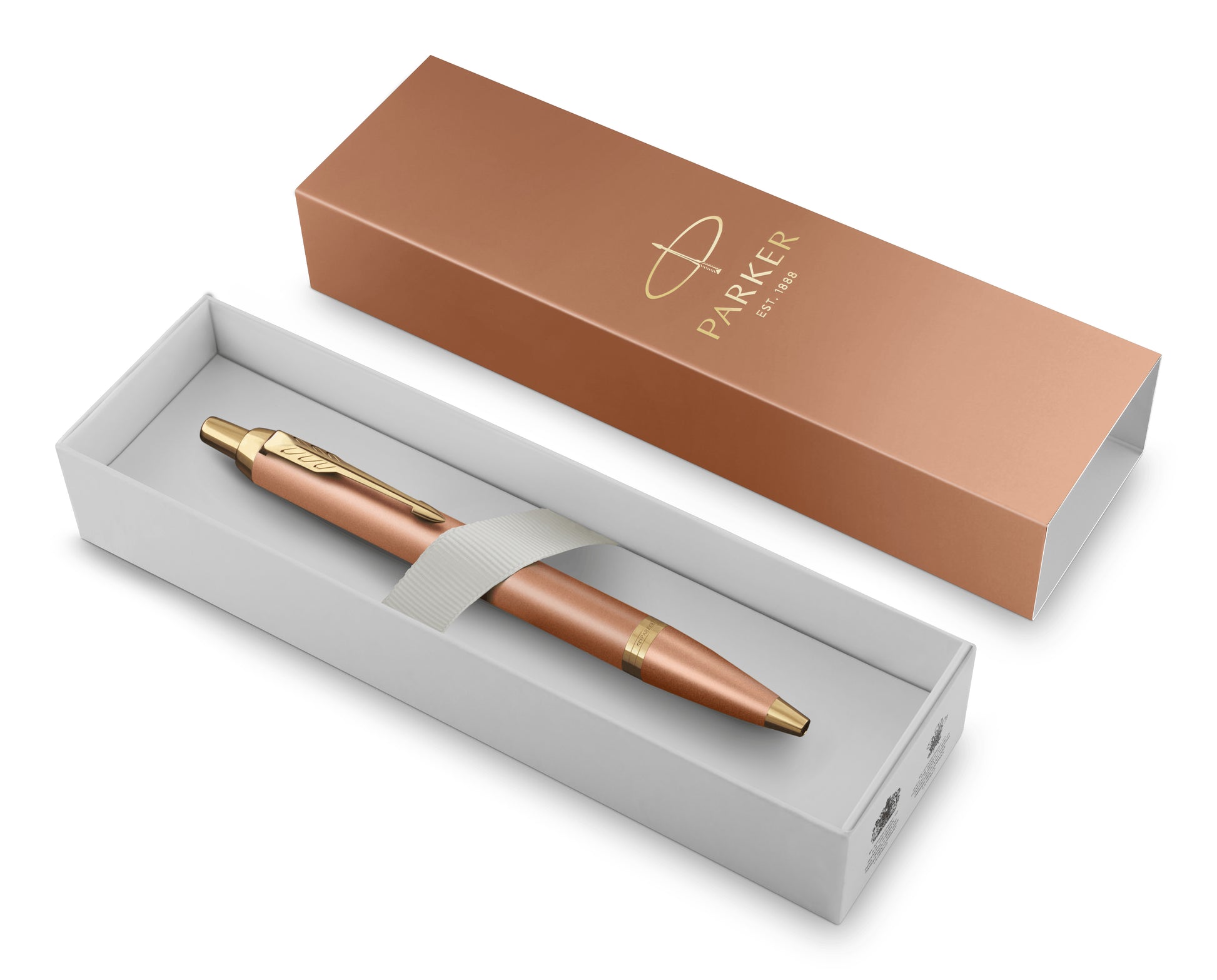 Parker IM Writing Rituals Kugelschreiber – Blau, Medium, Druck, Messing, Orange, Geschenkbox, 1er Pack