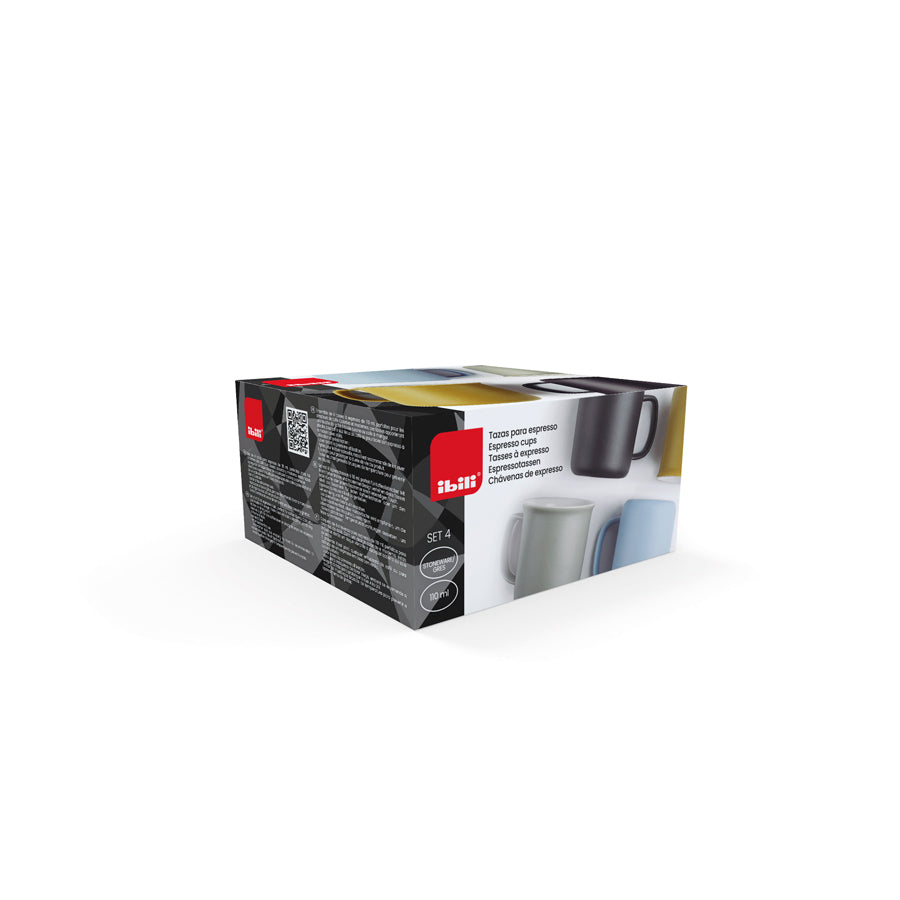Ibili Espressotassen – 4er Set, 110 ml, Ø 6,4 cm, Keramik, Mehrfarbig