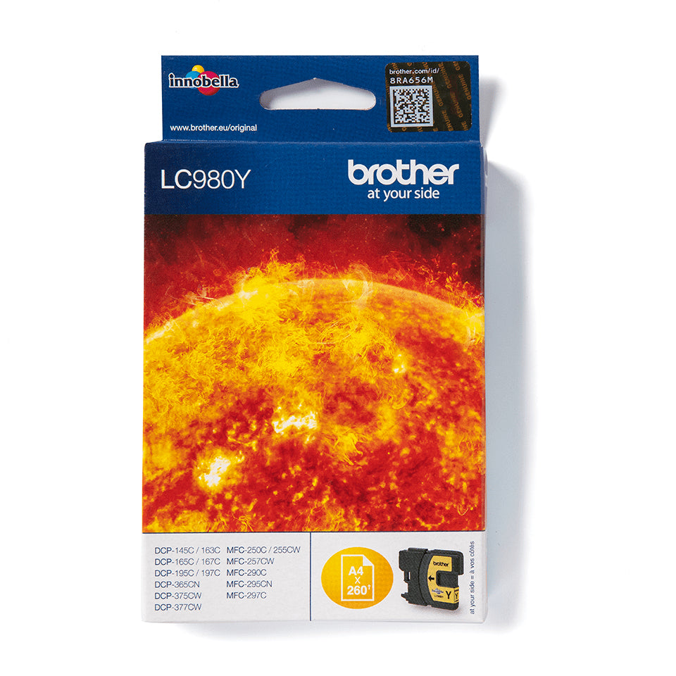 Brother Tintenpatrone LC980Y, Gelb – für DCP-145C, DCP-165C, DCP-195C und andere