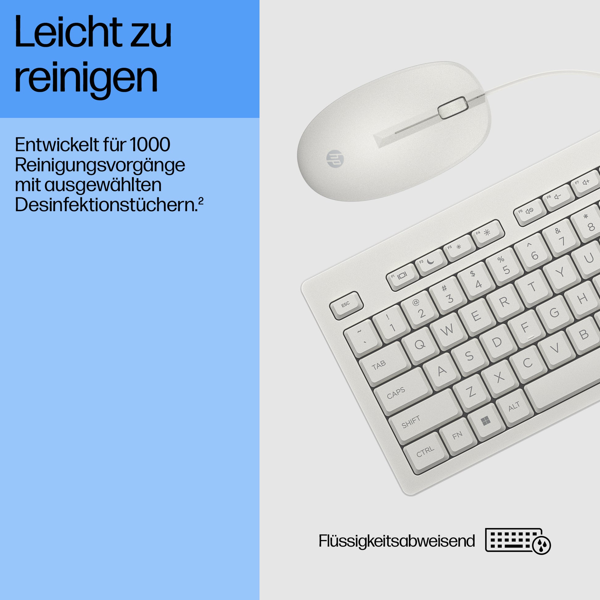 HP 225 – Tastatur- und Maus-Set – kabelgebunden, USB – Weiss