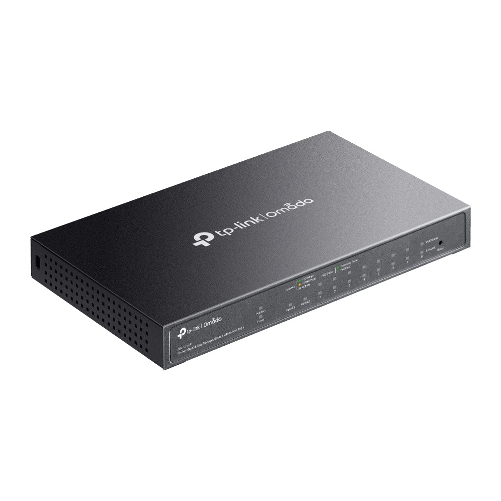 TP-Link ES210GMP – Managed Switch – 10×GbE, 1×SFP, PoE+ 123 W