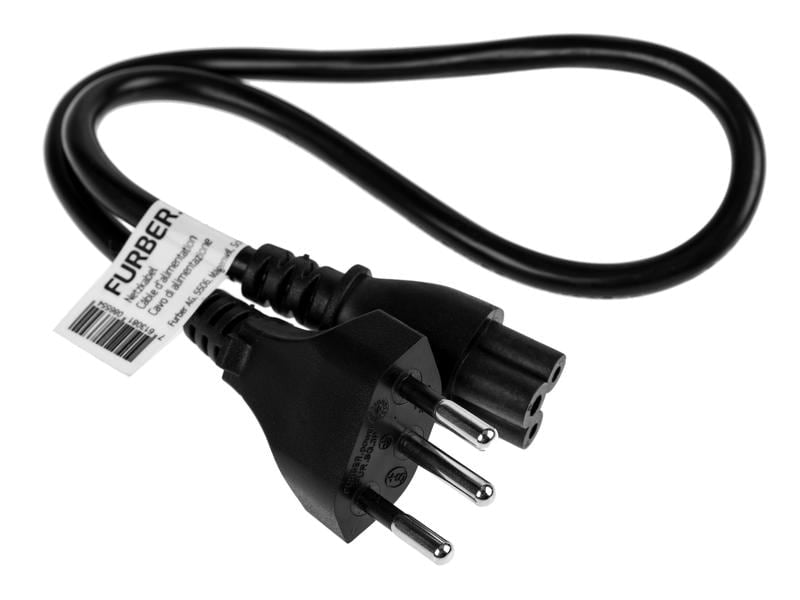 Furber. Netzkabel – T12–IEC C5, 0,5 m, 2,5 A, schwarz