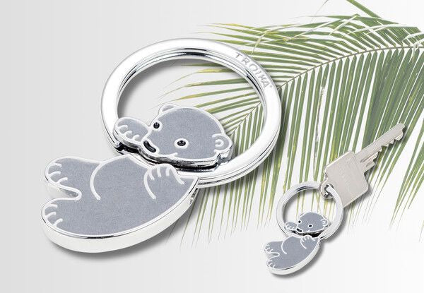 TROIKA Schlüsselanhänger Koala – Metall, Grau/Silber, 35 × 56 × 6 mm