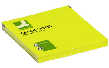 Q-Connect Haftnotizen – 76×76 mm – Neongelb, 6×80 Blatt, recyclingfähig