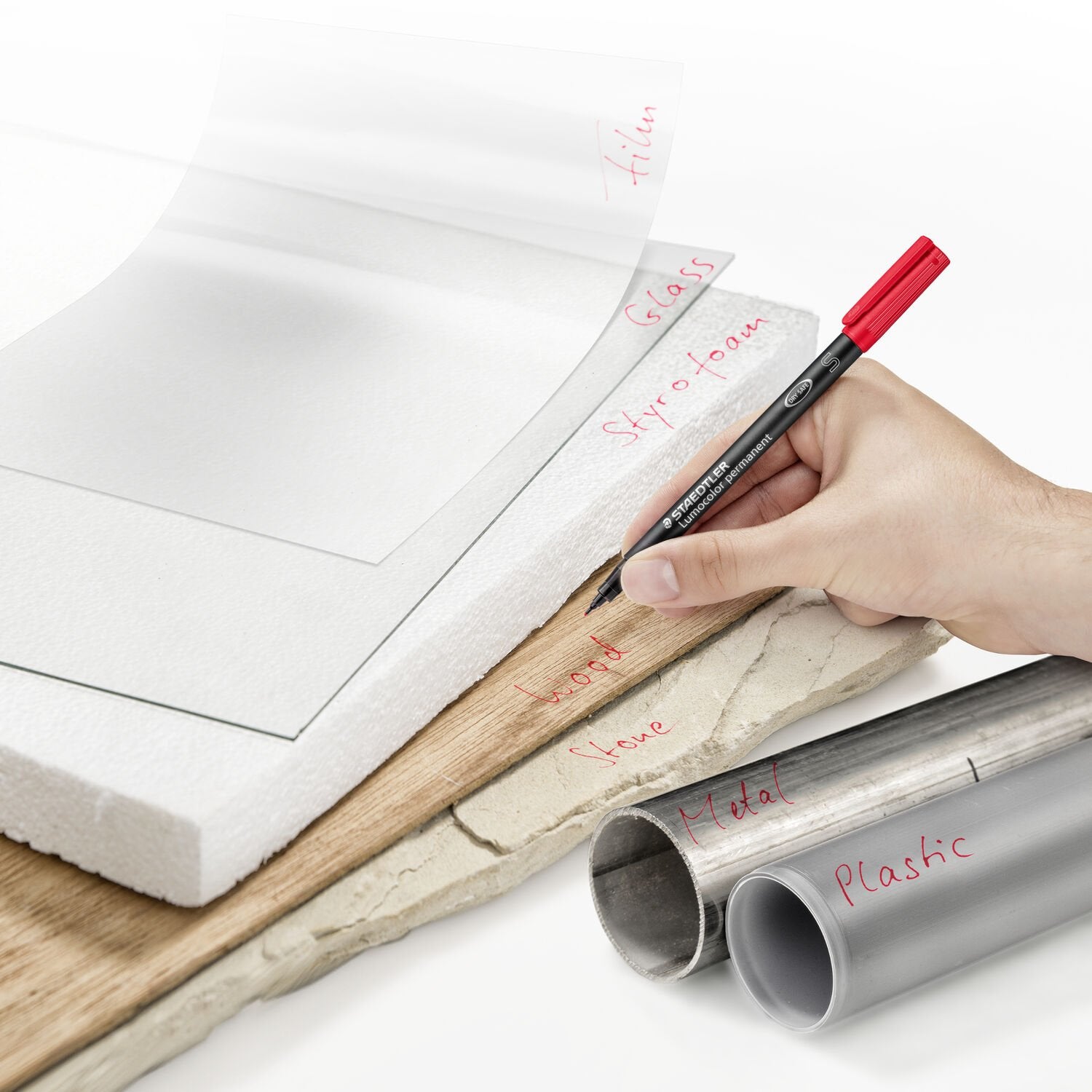Staedtler Lumocolor 313 Permanentmarker – Rundspitze 0,4 mm – Rot – 10er-Pack – für Glas, Metall und Kunststoff