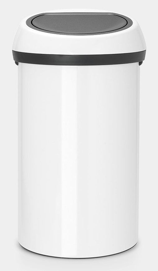 Brabantia Treteimer Touch Bin 108686 – 60 l – Edelstahl, rund – weiss