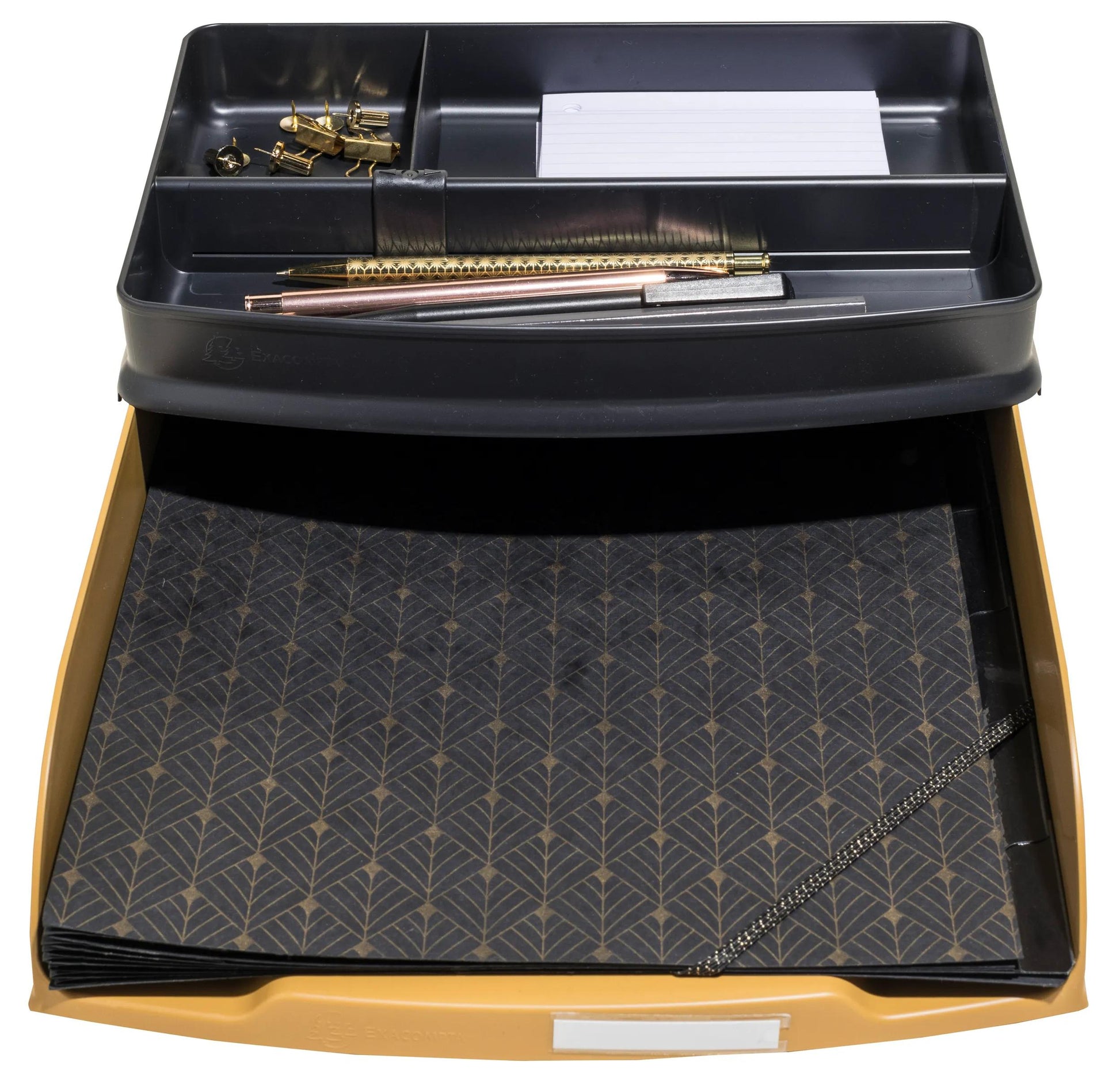 Exacompta Neo Deco – Briefkorb für A4+, hoch, Polystyrol (PS), gold, 346 × 65 × 255 mm