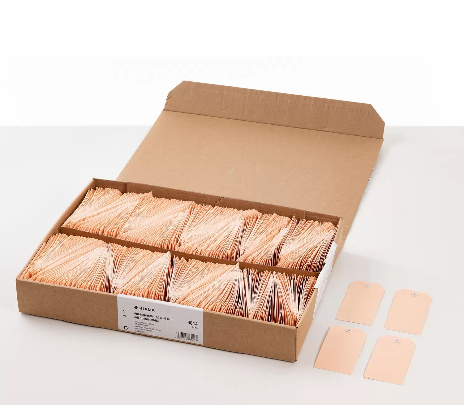 HERMA Anhängeetiketten – 45 × 90 mm, Karton, braun, mit Kunststofföse, 1'000 Stk.