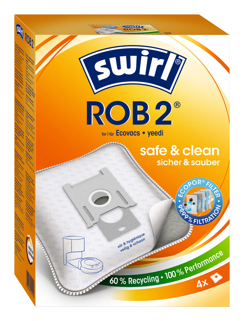 Swirl Staubbeutel ROB 2 – 4 Stück, für Ecovacs Deebot N8/N8 Pro/T8 und andere