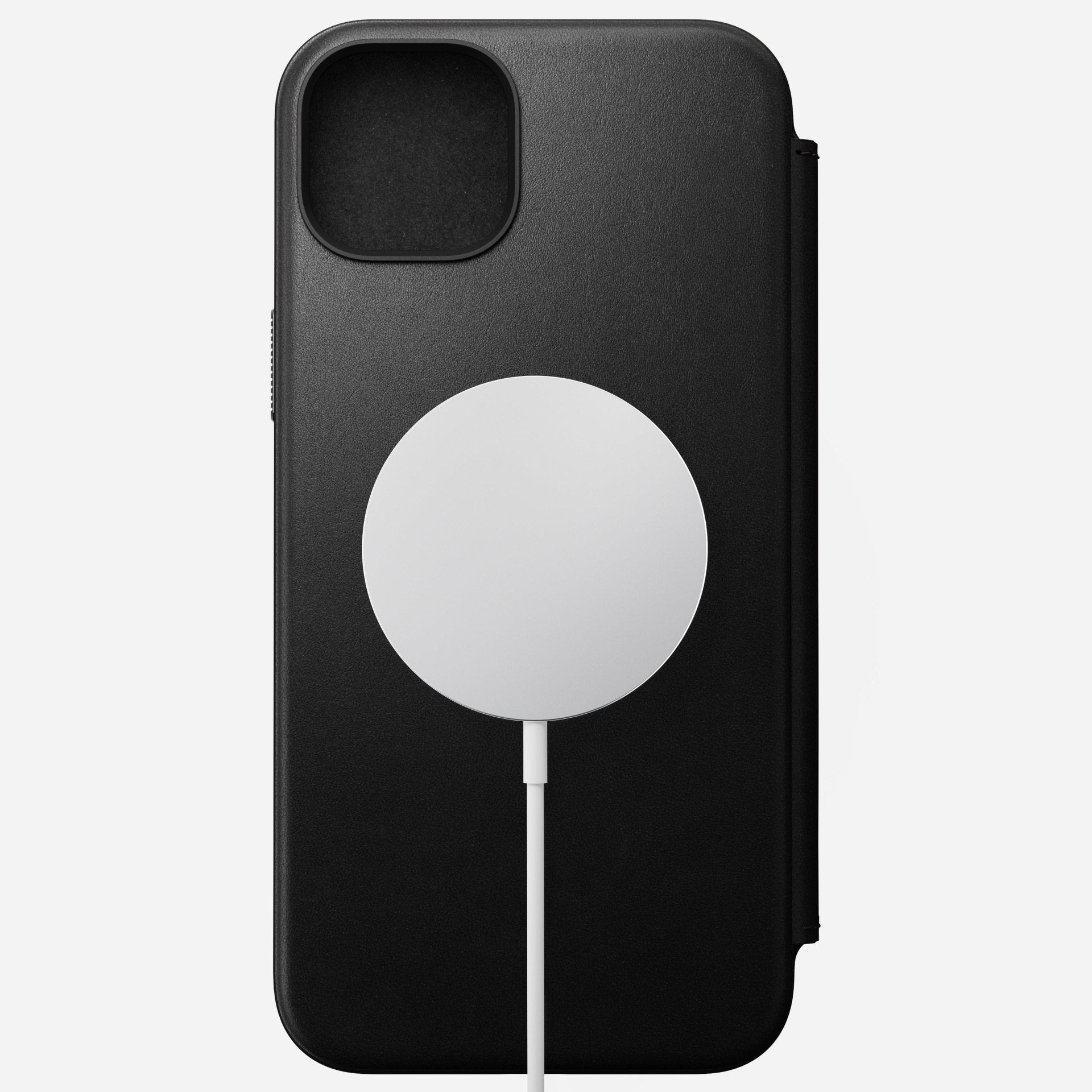 Nomad Moderne Wallethülle – für Apple iPhone 15 Plus, 3 Kartenfächer, Leder, Schwarz, bis 2,4 m sturzsicher