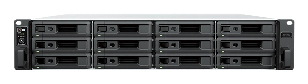 Synology RS3626xs – 12-Bay Rack 2U NAS – Intel Xeon D-1726, 8 GB RAM, 10GbE, DSM, redundantes Netzteil