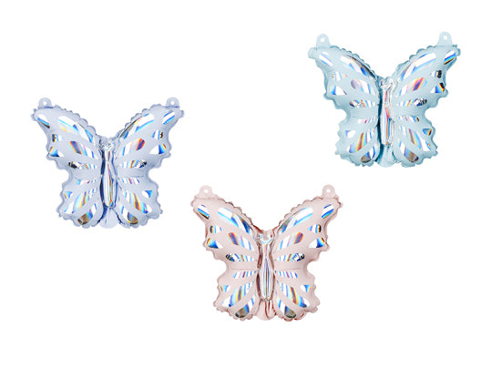 PartyDeco Folienballon Schmetterling – 23 × 19 cm – Mehrfarbig – 3 Stück