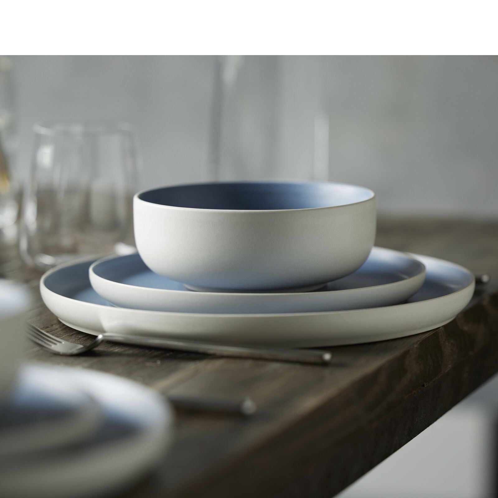 Studio Round Frühstücks- & Dessertteller – Ø 21 cm, Steinzeug, Blau, spülmaschinenfest, mikrowellengeeignet