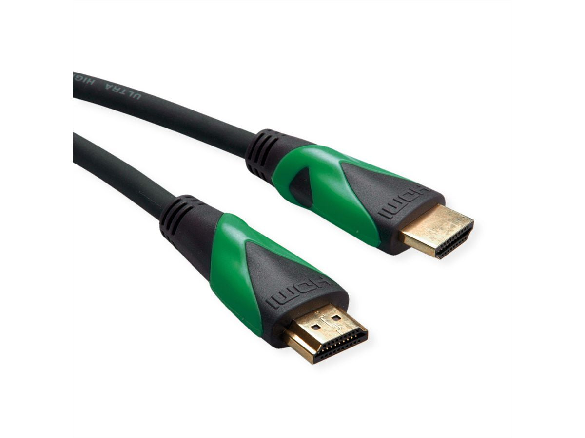 ROLINE GREEN HDMI Kabel HDMI 2.1 8K 60 Hz – 1 m – HDR, ARC – Schwarz/Grün