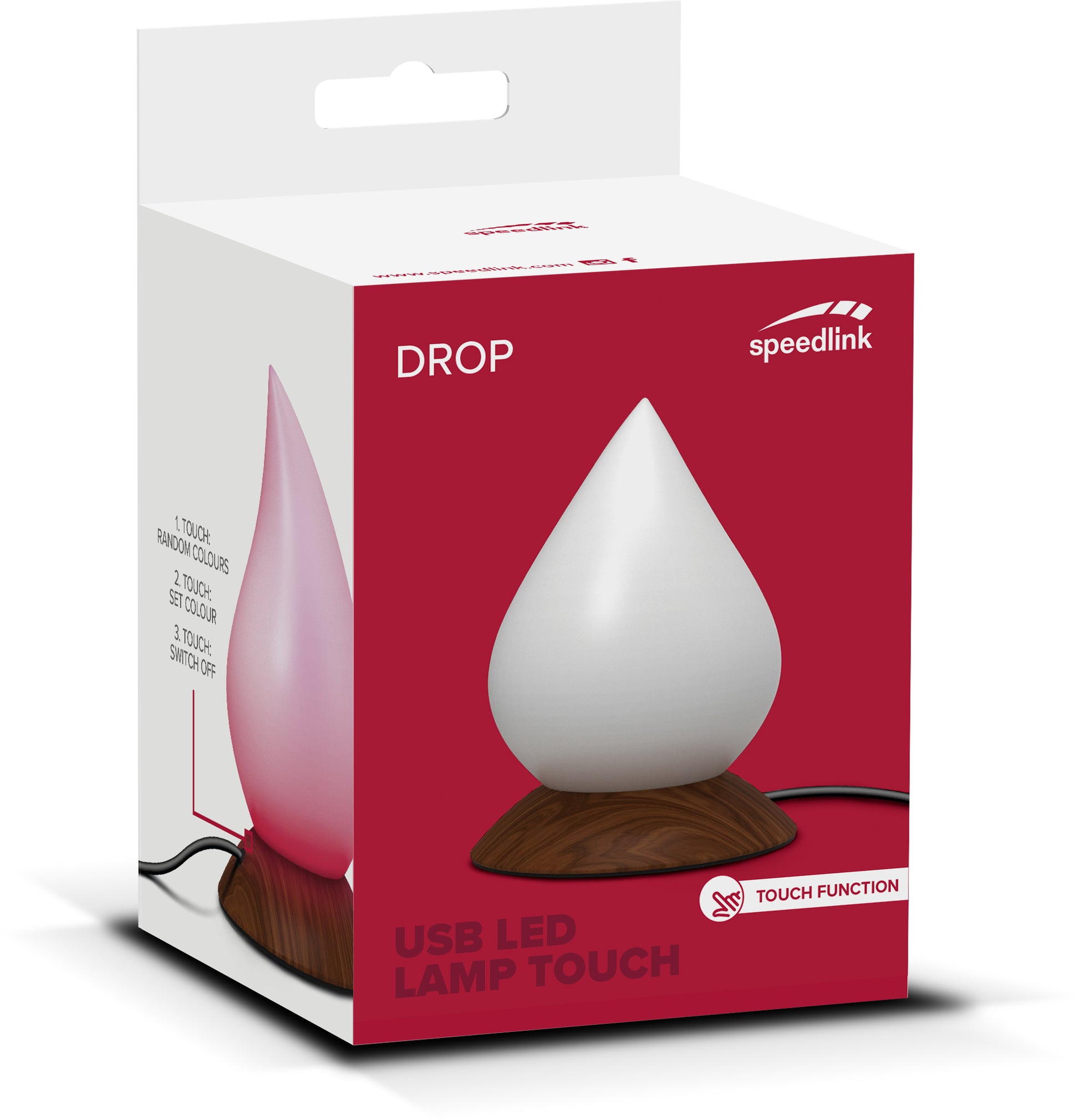 SPEEDLINK Tischleuchte DROP – LED 0,45 W, Farbwechsel, Touch-Steuerung, USB-A – Weiss
