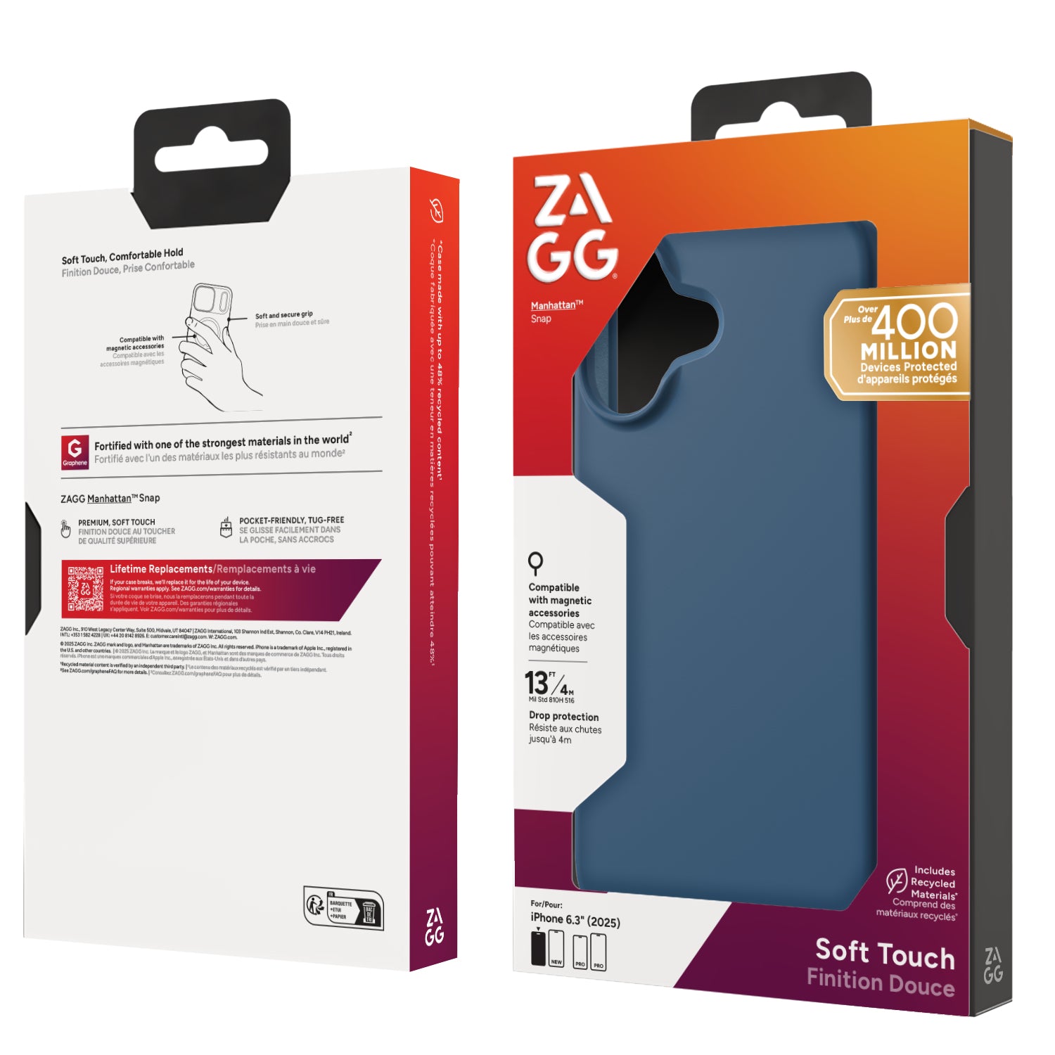 ZAGG Manhattan Snap Backcover – für Apple iPhone 17 – MagSafe, Graphen+Silikon, Blau, bis 4 m Sturzsicher