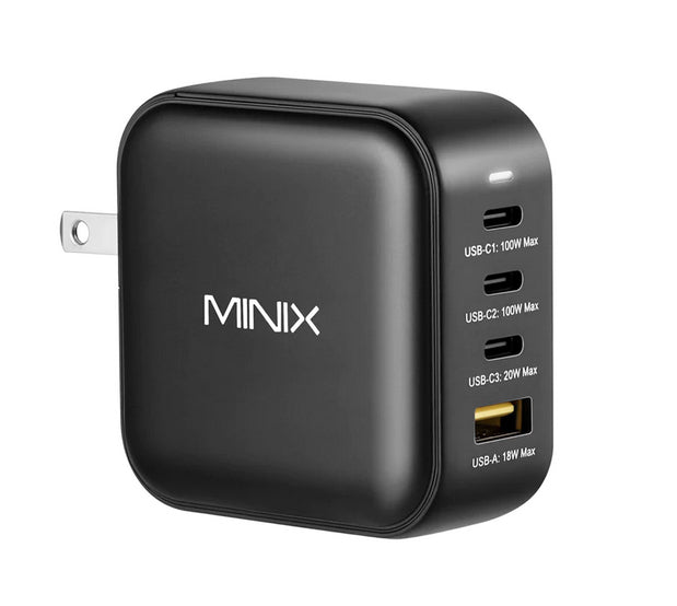 MINIX NEO P3 Ladegerät – 100 W, 3× USB-C + 1× USB-A, GaN – für Smartwatch, Tablets